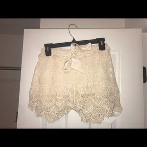 Lace cream colored shorts